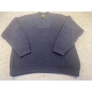 Eddie Bauer Heritage Mens Navy Blue Ribbed Knit Cotton Sweater Large L